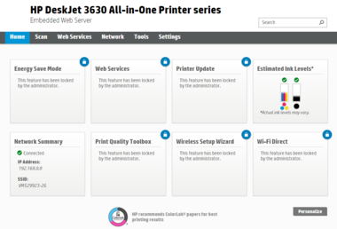 hp deskJet 3634 wifi password