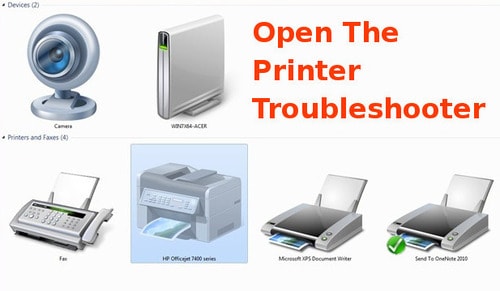 open the printer troubleshooter