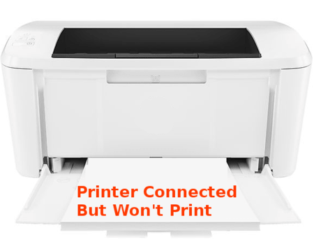 printer connected but won't print