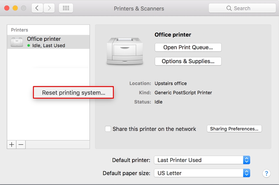 Reconfigure the Printing System