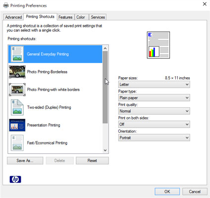 how to change default printer settings on windows 7