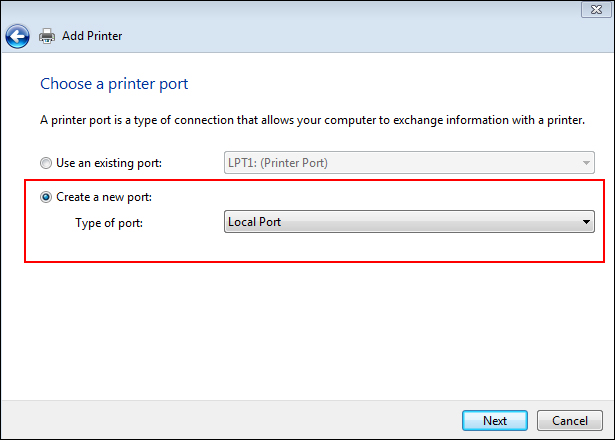 change printer ports